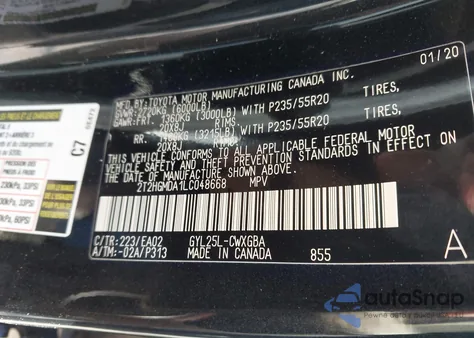 2020 Lexus Rx 450H z USA, uszkodzony, nr VIN 2T2HGMDA1LC048668